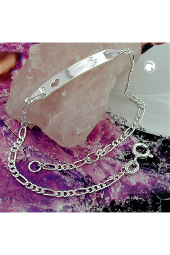 ID BRACELET WITH HEART SILVER 925 19CM