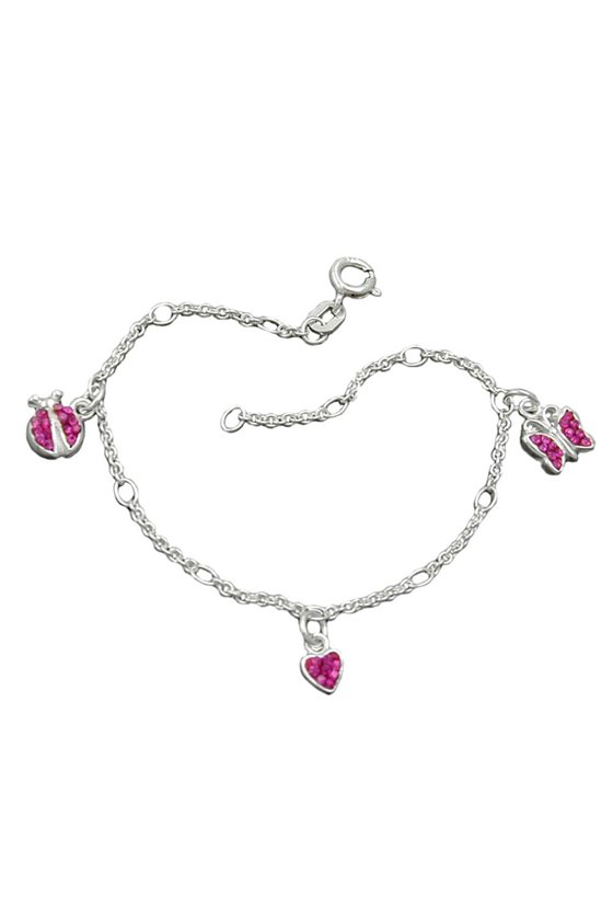 BRACELET HEART BUTTERFLY LADYBUG SILVER 925