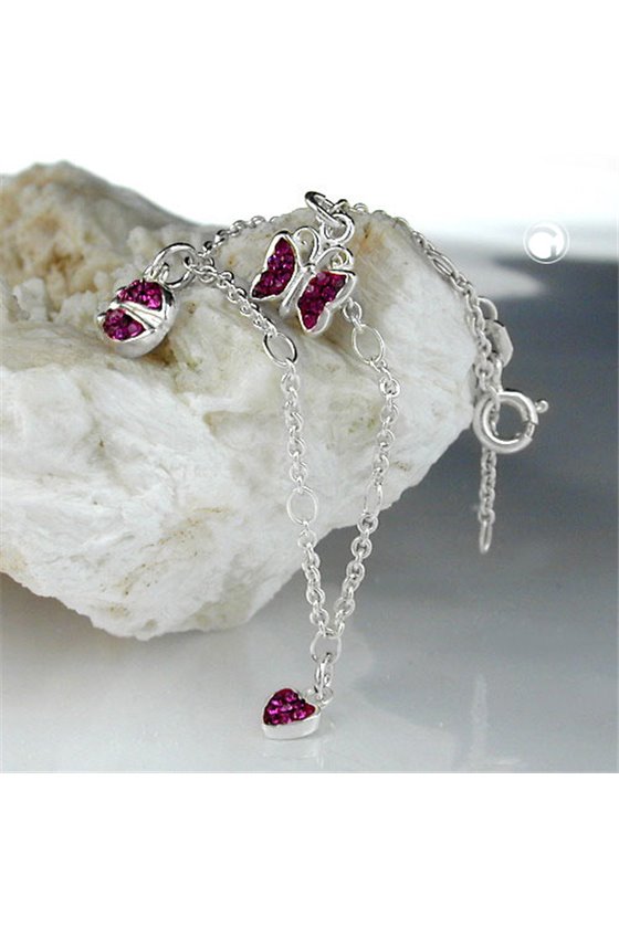 BRACELET HEART BUTTERFLY LADYBUG SILVER 925