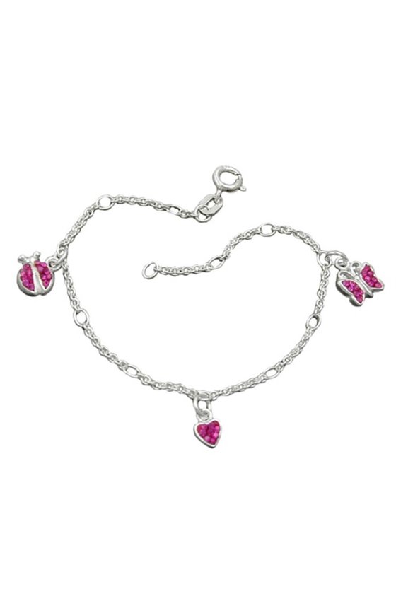 BRACELET HEART BUTTERFLY LADYBUG SILVER 925