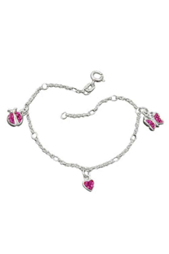 BRACELET HEART BUTTERFLY LADYBUG SILVER 925