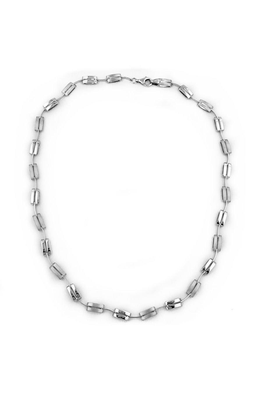 NECKLACE RECTANGLES MATTE FINISHED/ POLISHED SILVER 925 43CM