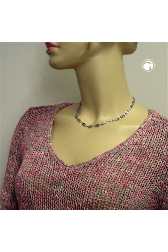 NECKLACE RECTANGLES MATTE FINISHED/ POLISHED SILVER 925 43CM