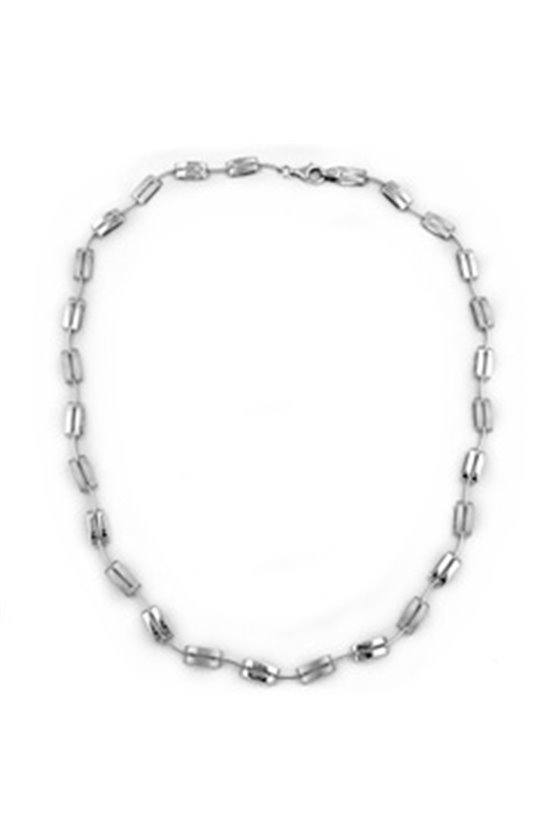 NECKLACE RECTANGLES MATTE FINISHED/ POLISHED SILVER 925 43CM
