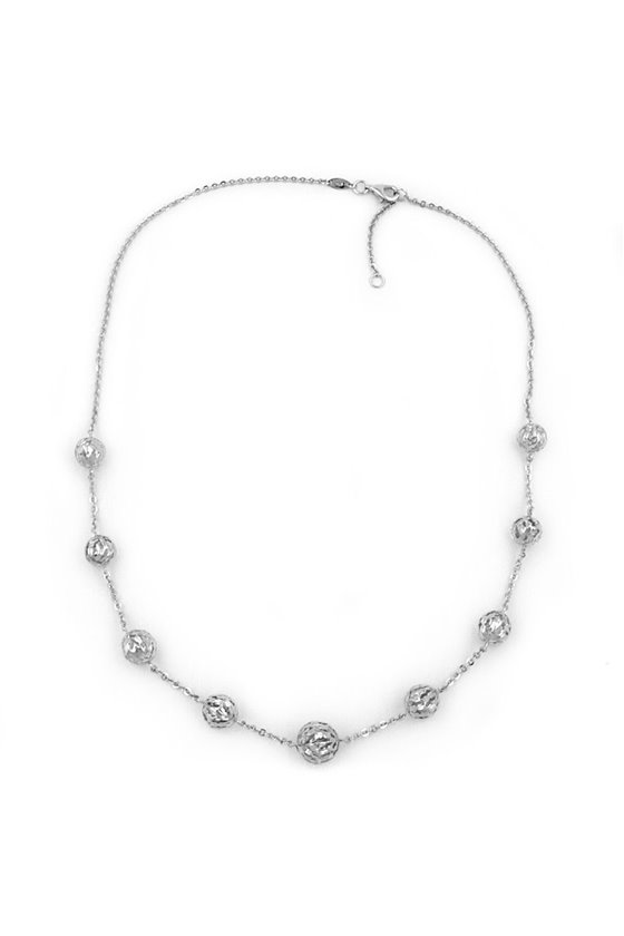NECKLACE CHAIN WITH 7 BALLS SILVER 925 45CM