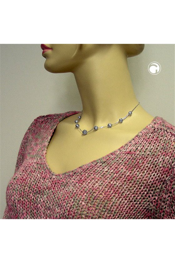 NECKLACE CHAIN WITH 7 BALLS SILVER 925 45CM