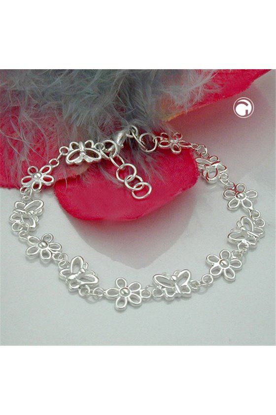 BRACELET FLOWER & BUTTERFLY SILVER 925 19CM