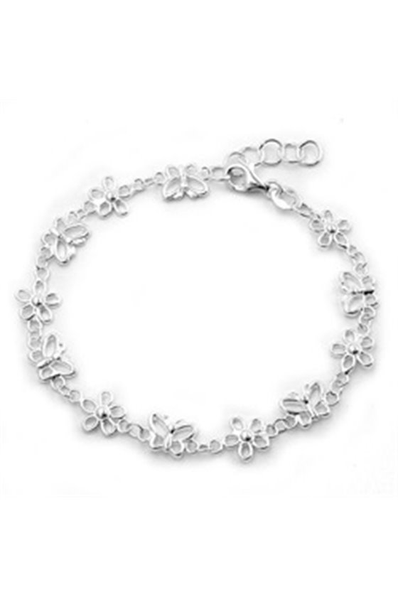 BRACELET FLOWER & BUTTERFLY SILVER 925 19CM