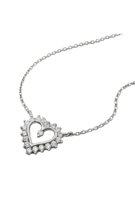 NECKLACE HEART WITH ZIRCONIA SILVER 925 43CM