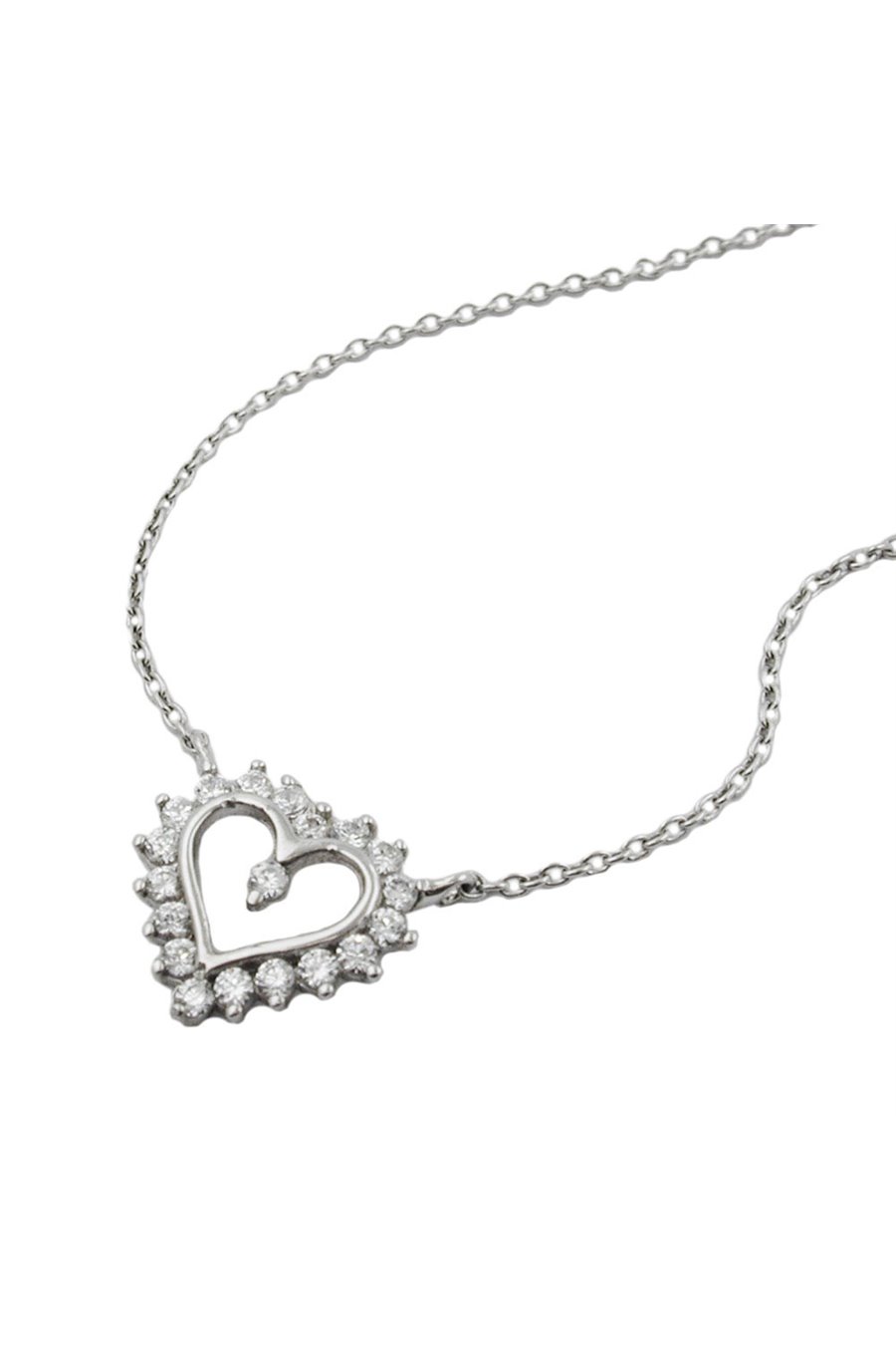 NECKLACE HEART WITH ZIRCONIA SILVER 925 43CM