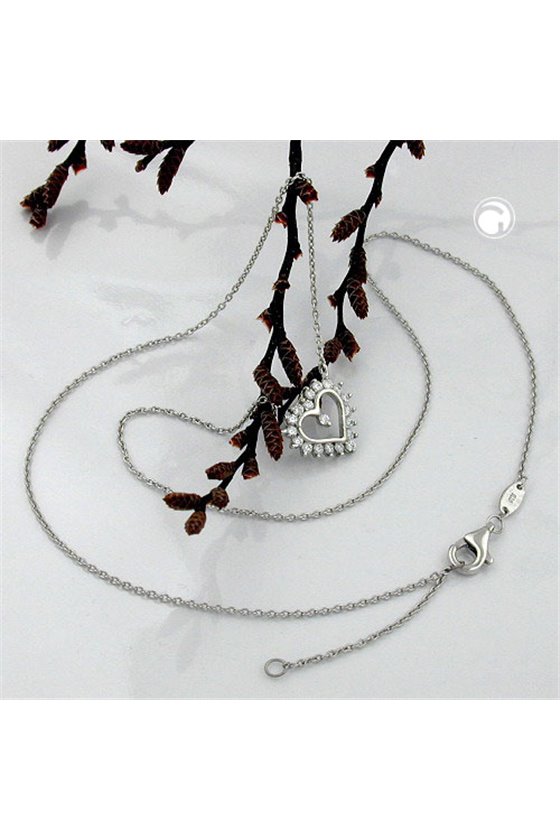 NECKLACE HEART WITH ZIRCONIA SILVER 925 43CM