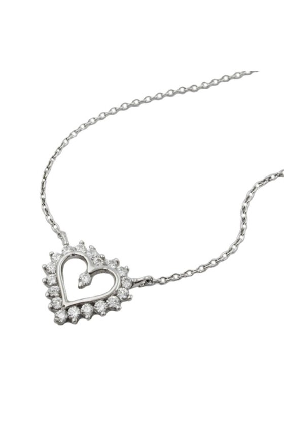 NECKLACE HEART WITH ZIRCONIA SILVER 925 43CM