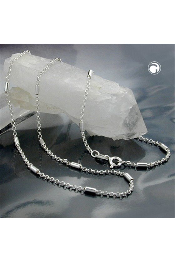 CHAIN WITH 17 LITTLE ROLLS SILVER 925 45CM