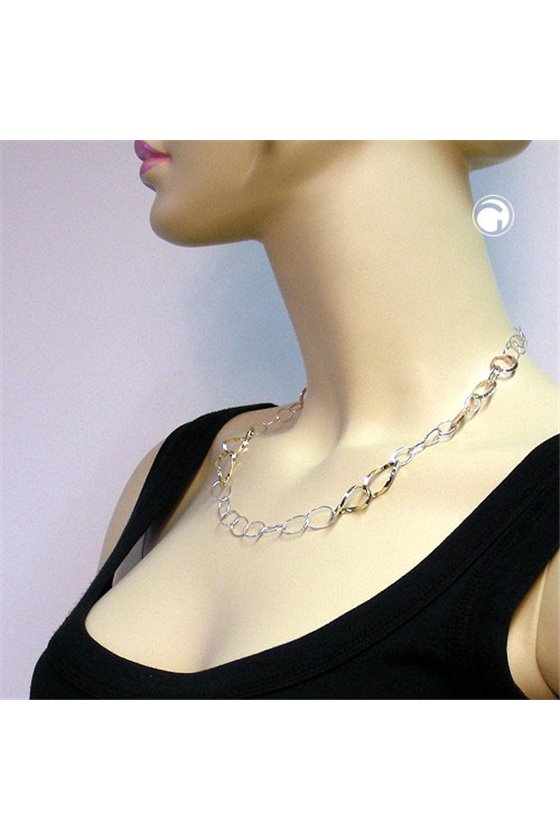 NECKLACE BIG RINGS CHAIN TRICOLOR SILVER 925 53CM