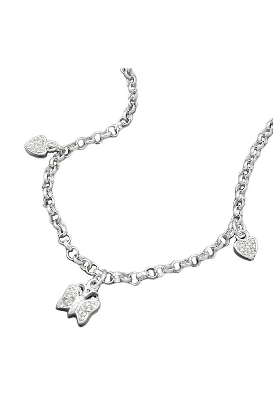 NECKLACE HEARTS AND BUTTERFLY SILVER 925
