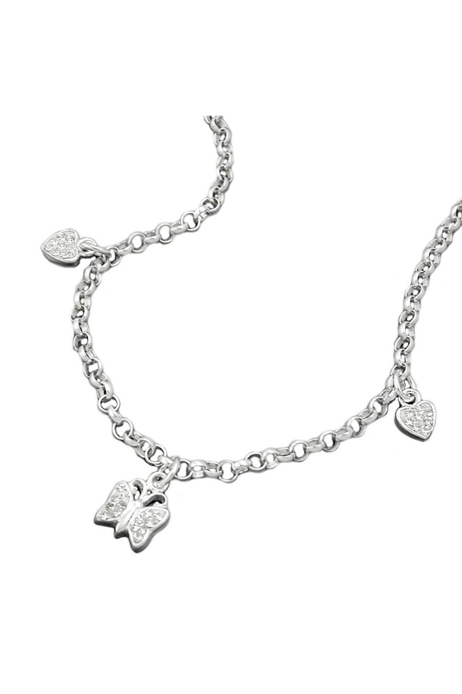 NECKLACE HEARTS AND BUTTERFLY SILVER 925
