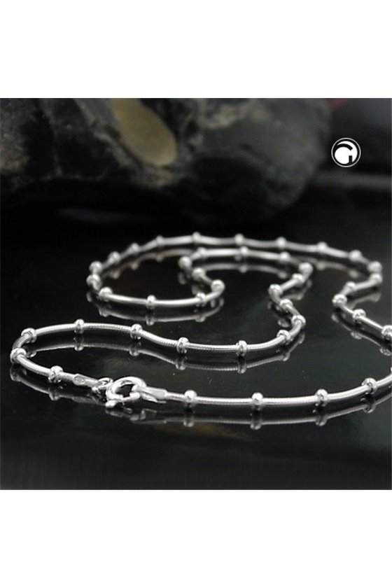 NECKLACE SNAKE AND BALL CHAIN SILVER 925 38CM