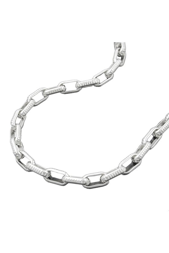 NECKLACE ANCHOR CHAIN RECTANGULAR LINKS SILVER 925 50CM