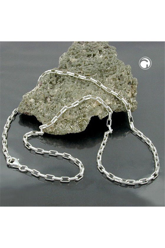 NECKLACE ANCHOR CHAIN RECTANGULAR LINKS SILVER 925 42CM