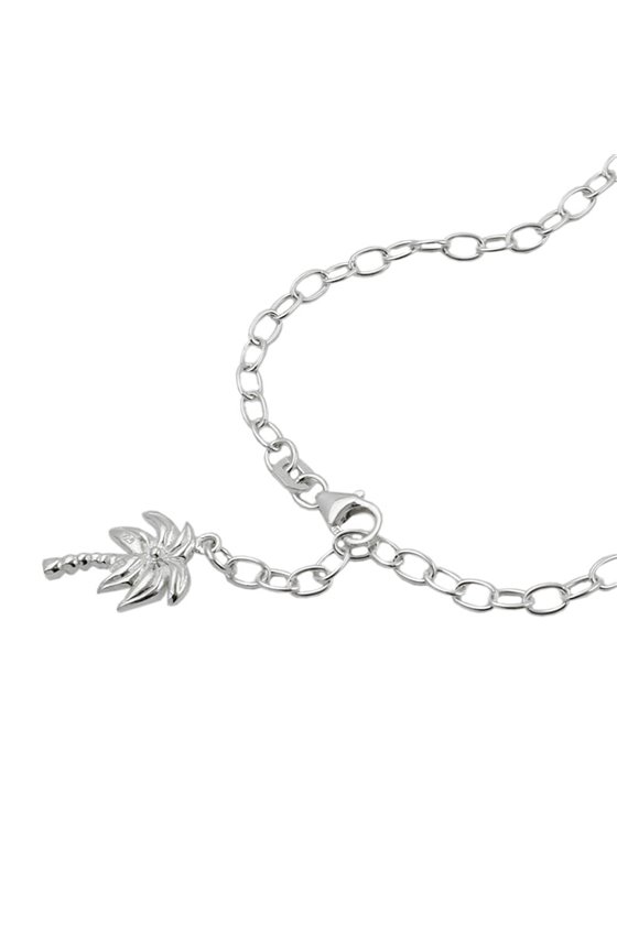 ANKLET ANCHOR CHAIN PALM CHARM SILVER 925 25CM