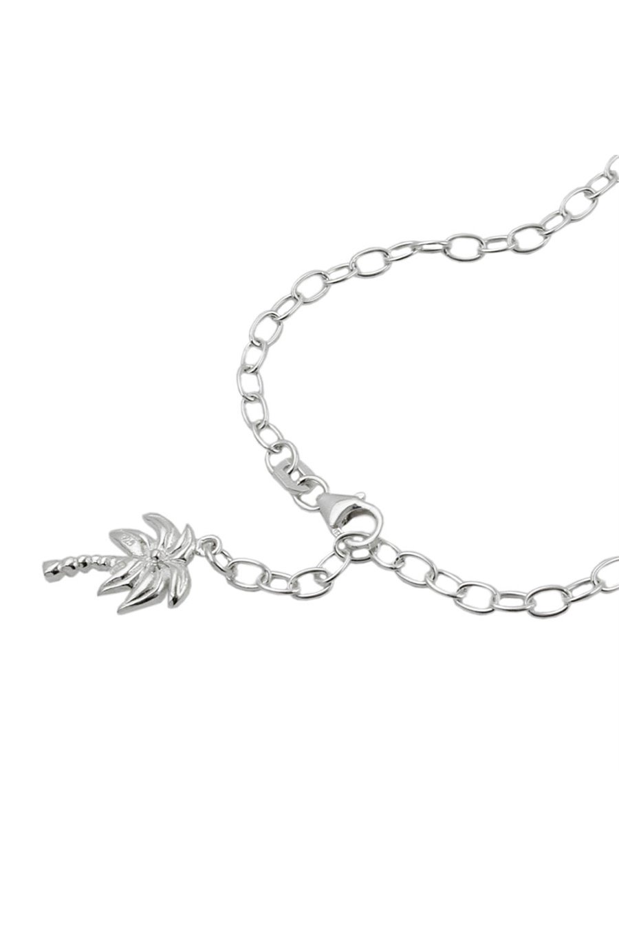 ANKLET ANCHOR CHAIN PALM CHARM SILVER 925 25CM