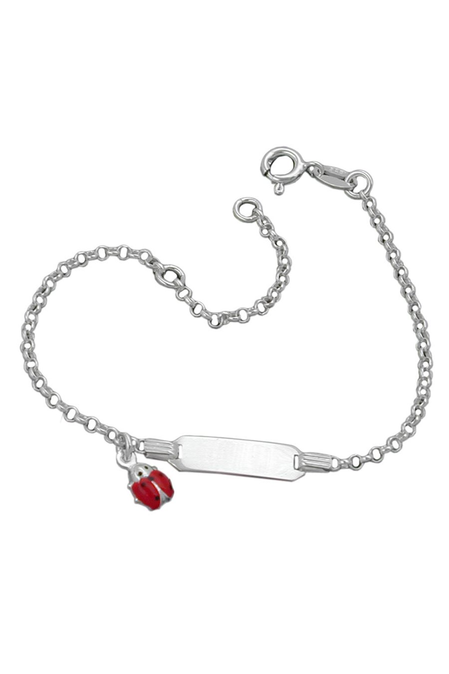 ID BRACELET LADYBUG CHARM ANCHOR CHAIN SILVER 925