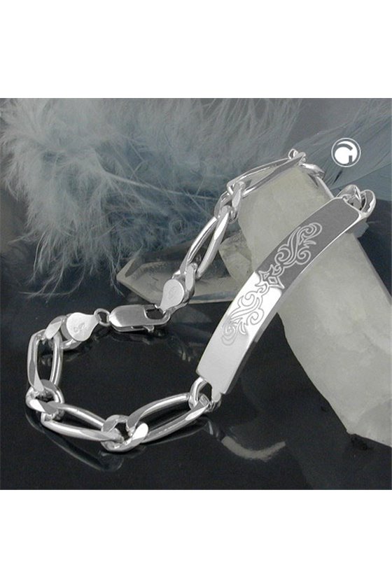 ID BRACELET FIGARO CHAIN SILVER 925 21CM