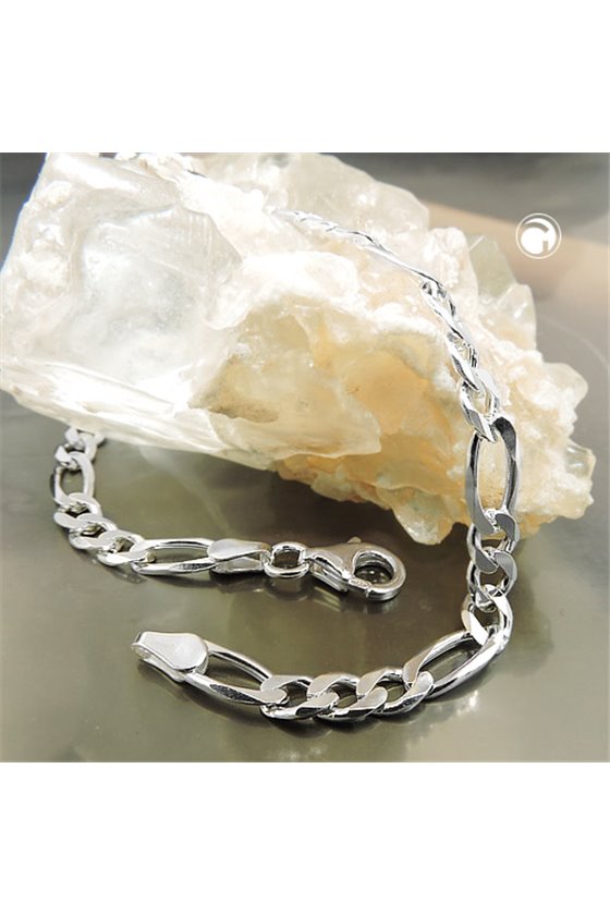 BRACELET FIGARO CHAIN FLAT SILVER 925 21CM