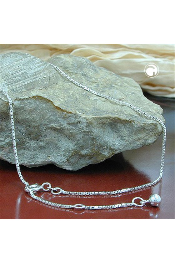 ANKLET BOX CHAIN DIAMOND CUT SILVER 925 27CM