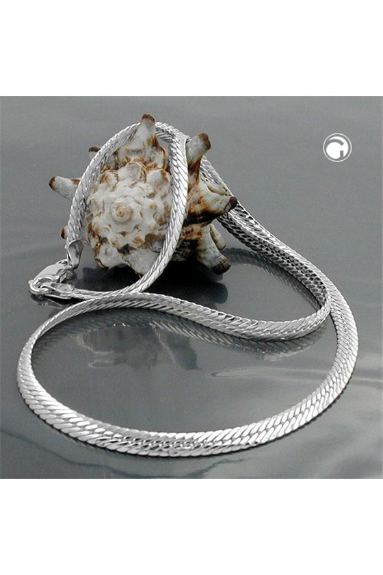 NECKLACE OVAL HERRINGBONE CHAIN SILVER 925 42CM