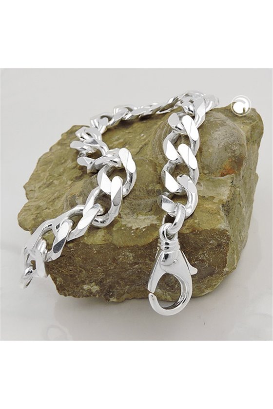 BRACELET OPEN CURB CHAIN 11MM 925 STERLING SILVER 21CM