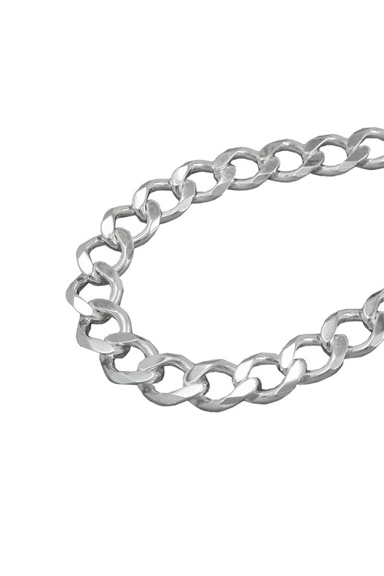 NECKLACE OPEN CURB CHAIN DIAMOND CUT SILVER 925 60CM
