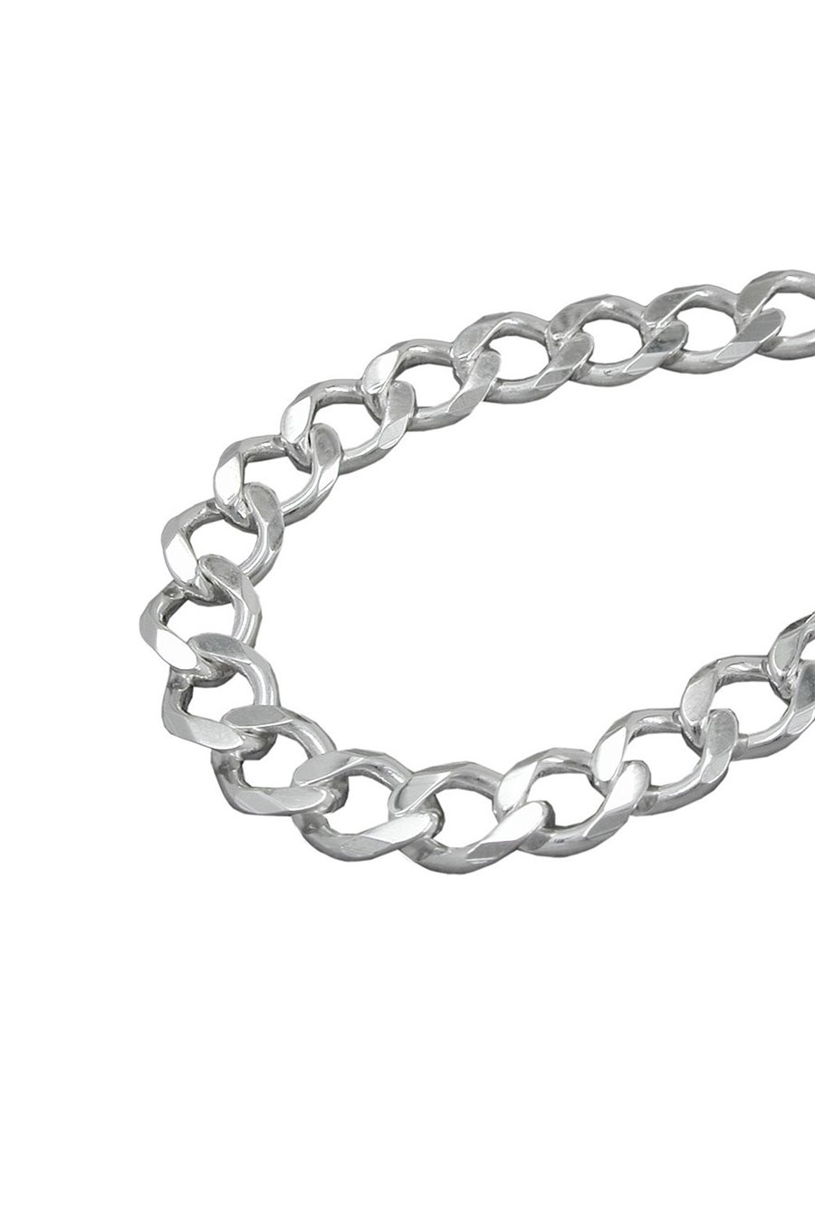 NECKLACE OPEN CURB CHAIN DIAMOND CUT SILVER 925 50CM