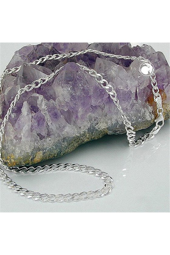 NECKLACE OPEN CURB CHAIN DIAMOND CUT SILVER 925 55CM
