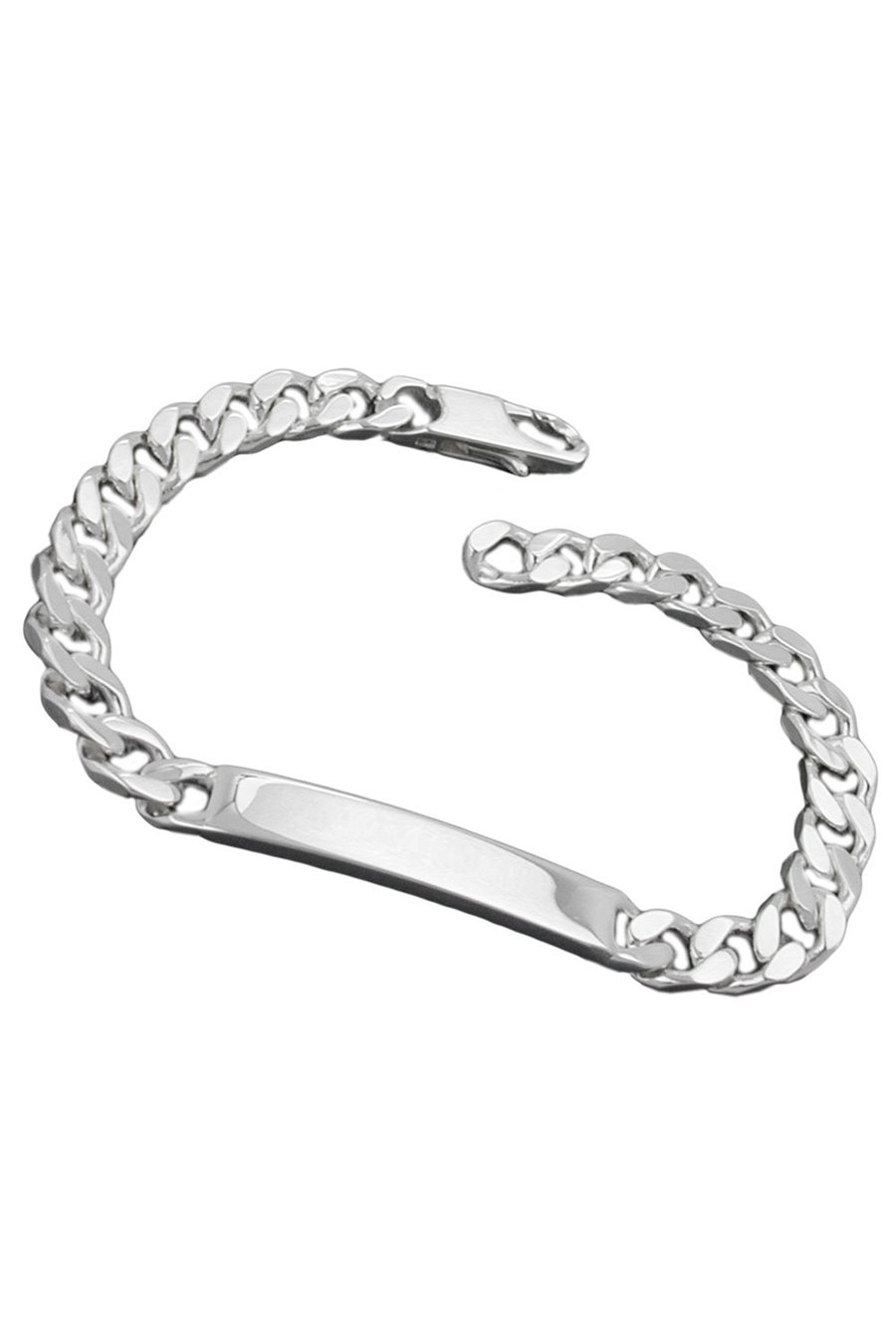 ID BRACELET HEAVY CURB CHAIN SILVER 925 21CM