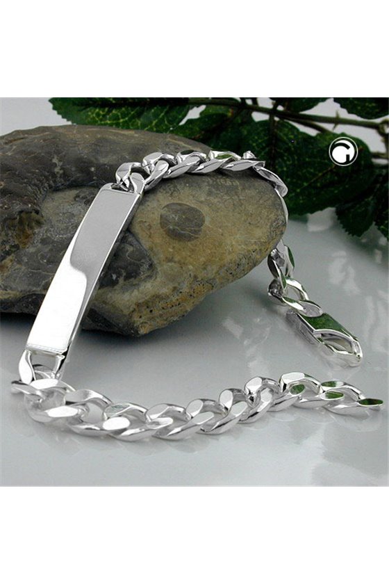ID BRACELET HEAVY CURB CHAIN SILVER 925 21CM
