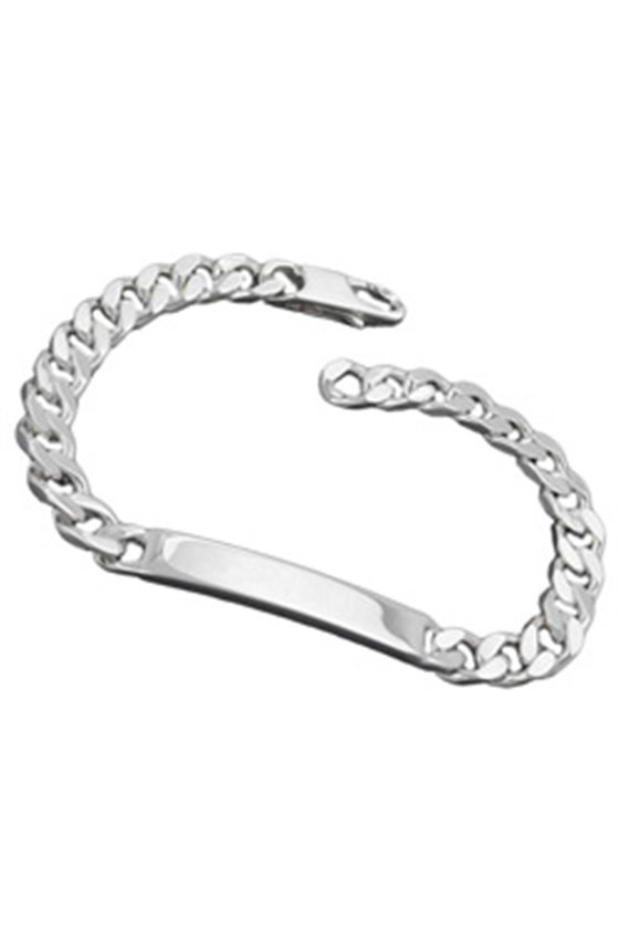 ID BRACELET HEAVY CURB CHAIN SILVER 925 21CM