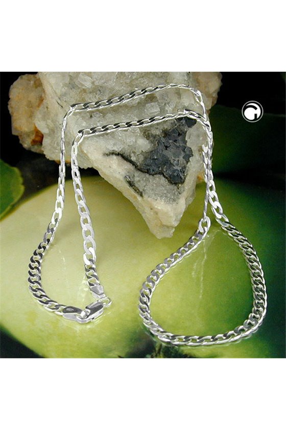 NECKLACE FLAT CURB CHAIN 4 MM SILVER 925 50CM