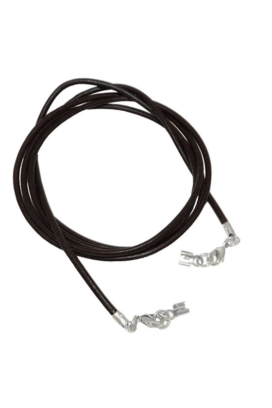 LEATHER CORD RED CLASP RHODIUM-PLATED