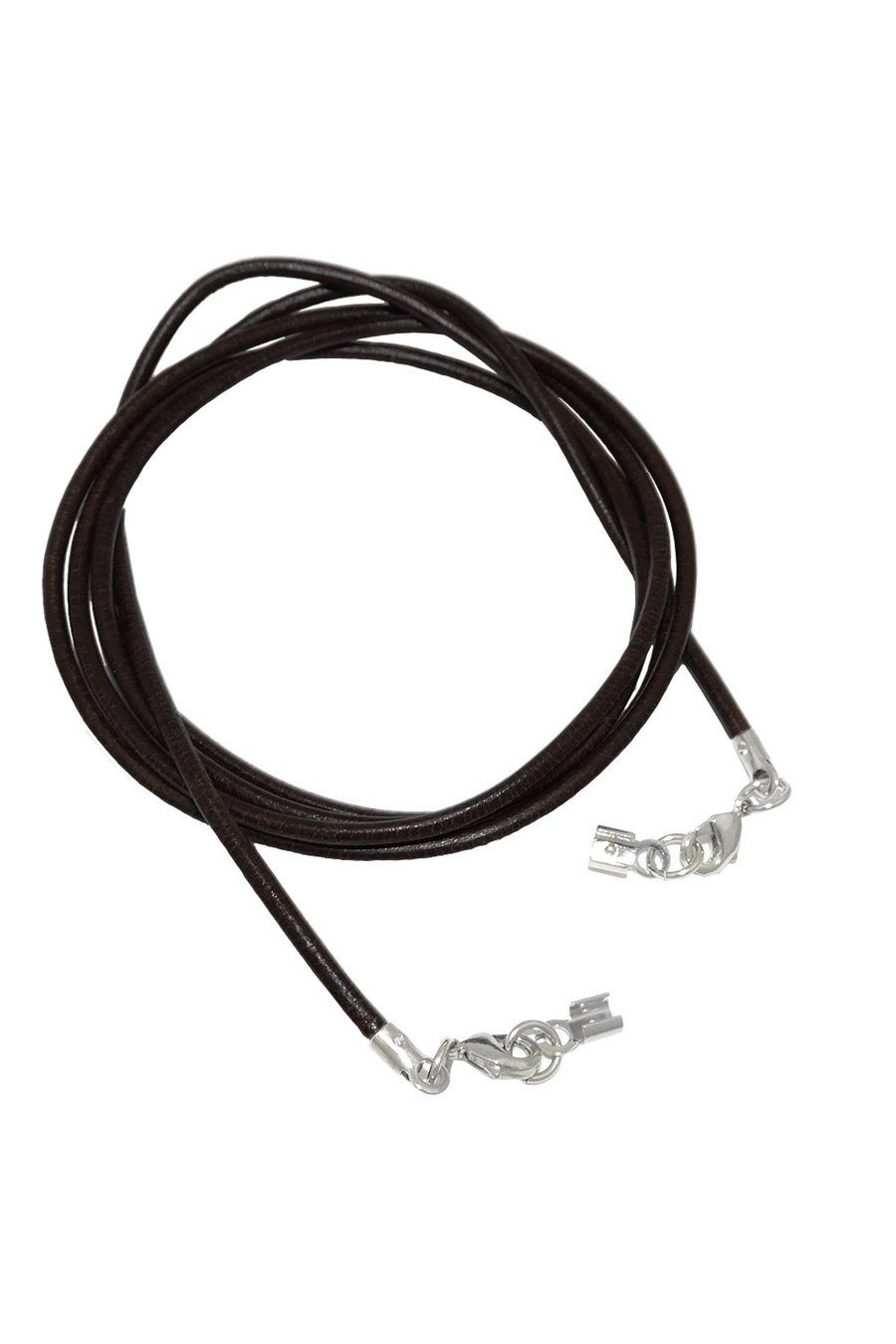 LEATHER CORD RED CLASP RHODIUM-PLATED