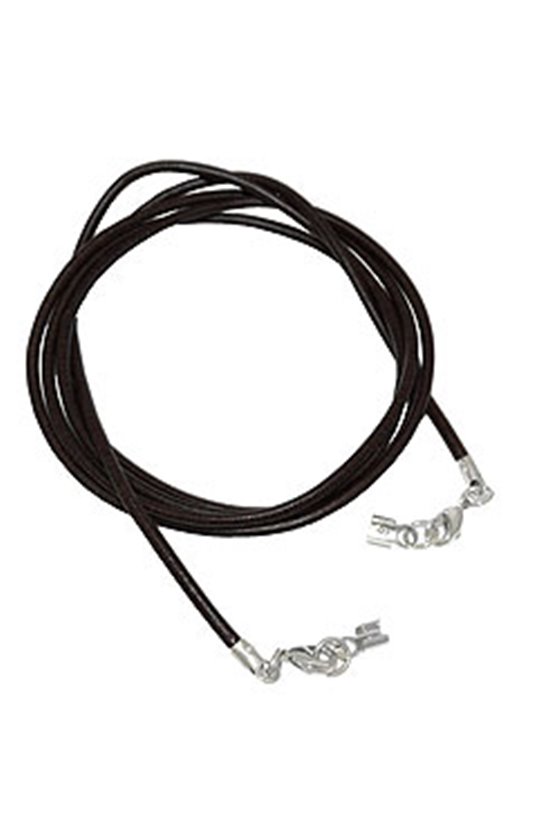 LEATHER CORD RED CLASP RHODIUM-PLATED