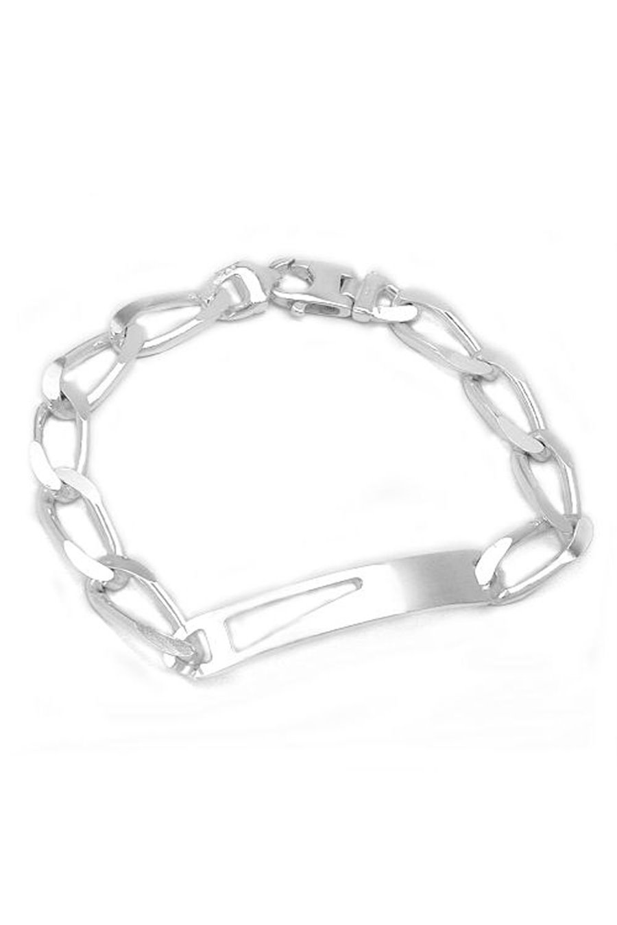 ID BRACELET OPEN CURB CHAIN SILVER 925 23CM