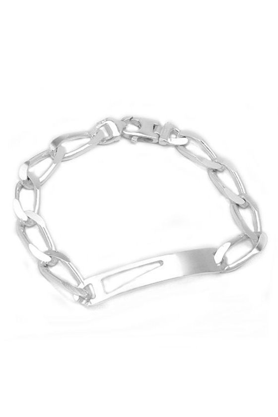 ID BRACELET OPEN CURB CHAIN SILVER 925 23CM
