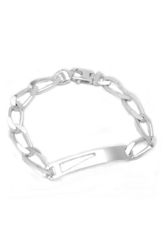 ID BRACELET OPEN CURB CHAIN SILVER 925 23CM