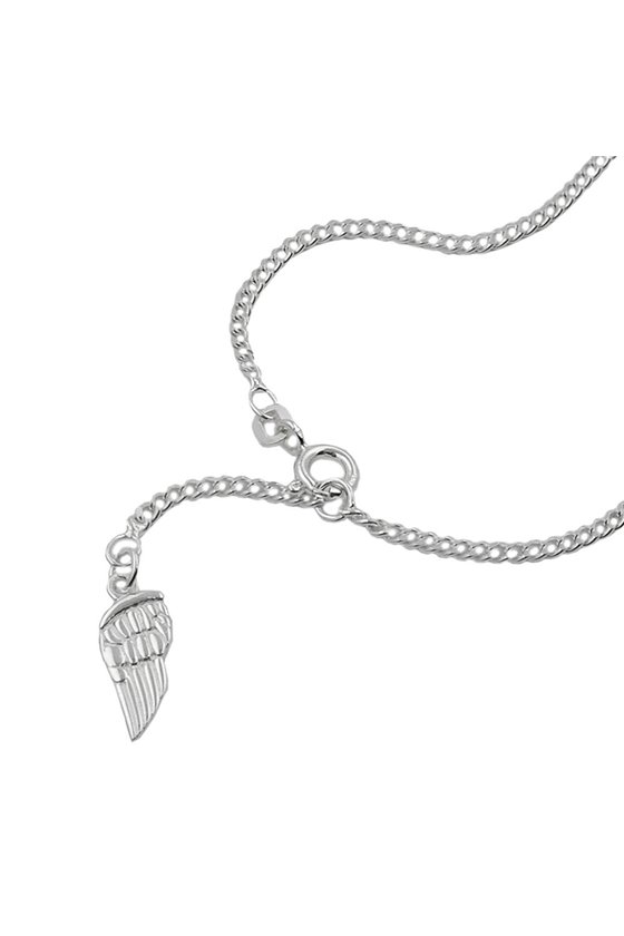 ANKLE CHAIN ANGEL WING TAG SILVER 925 25CM