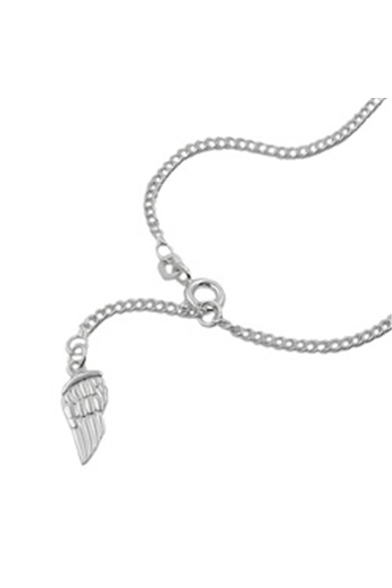 ANKLE CHAIN ANGEL WING TAG SILVER 925 25CM