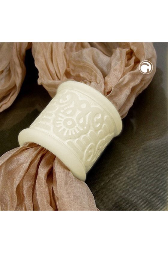 SCARF BEAD CREME FLOWER PATTERN MATTE