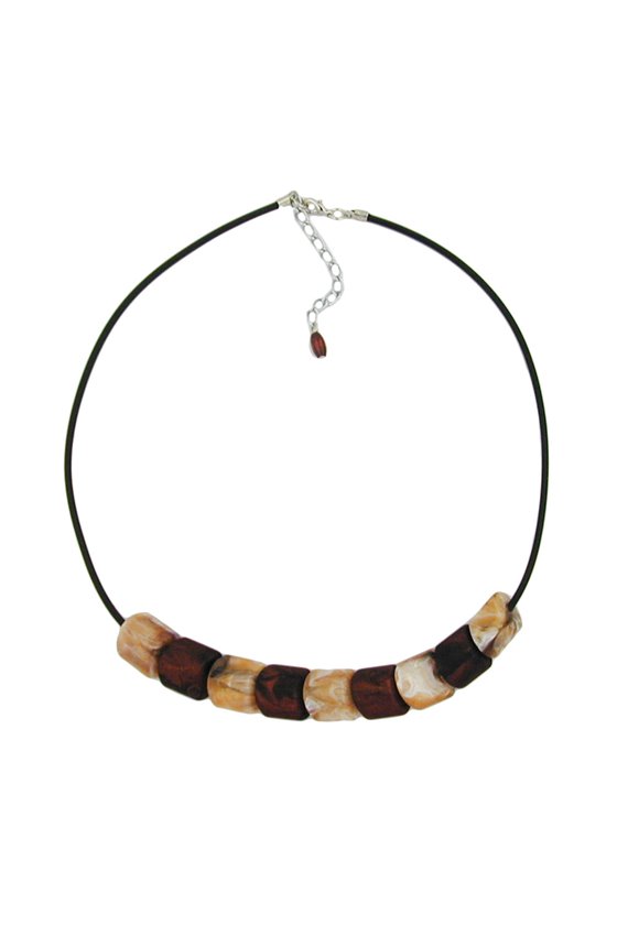 NECKLACE BROWN BEADS 45CM