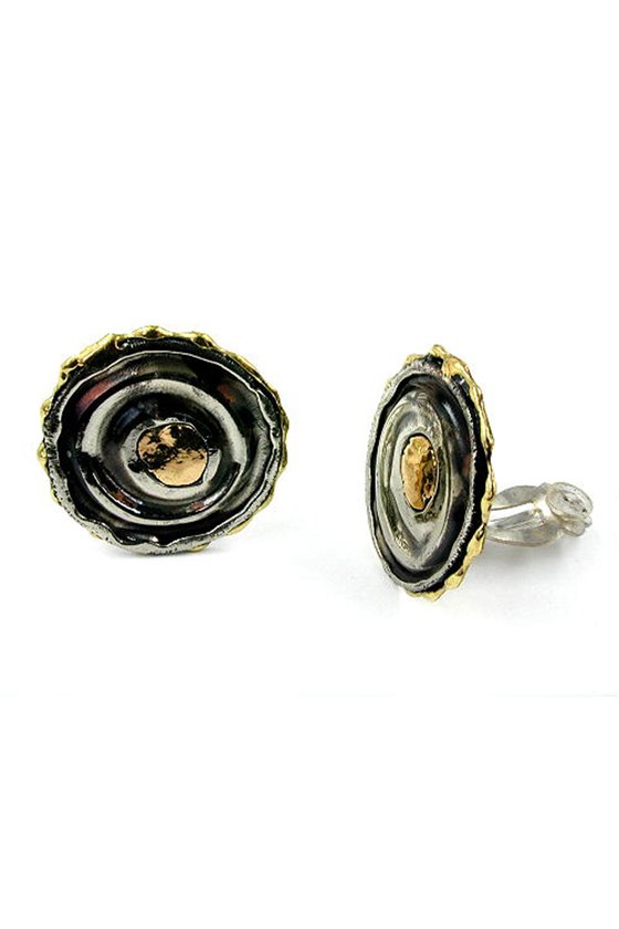 EARRING CLIP-ON BRASS TWO TONES