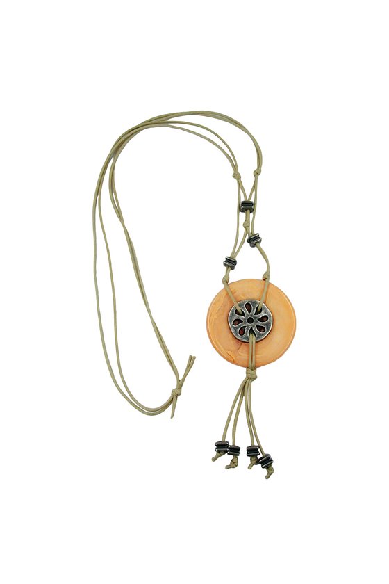NECKLACE DISC PENDANT APRICOT MARBLED